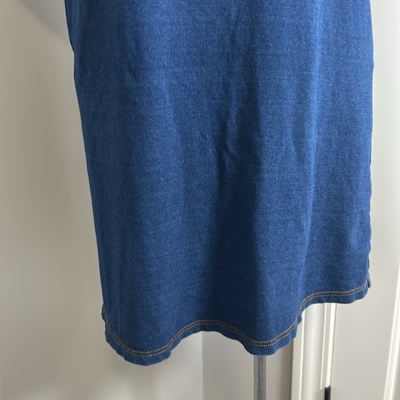 J McLaughlin Chambray Relaxed Fit Dress Knee Length Pockets Roll Sleeve Sz M - Picture 3 of 12